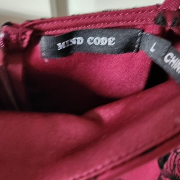 MIND CODE Red floral red burgundy Size L - Picture 7 of 7